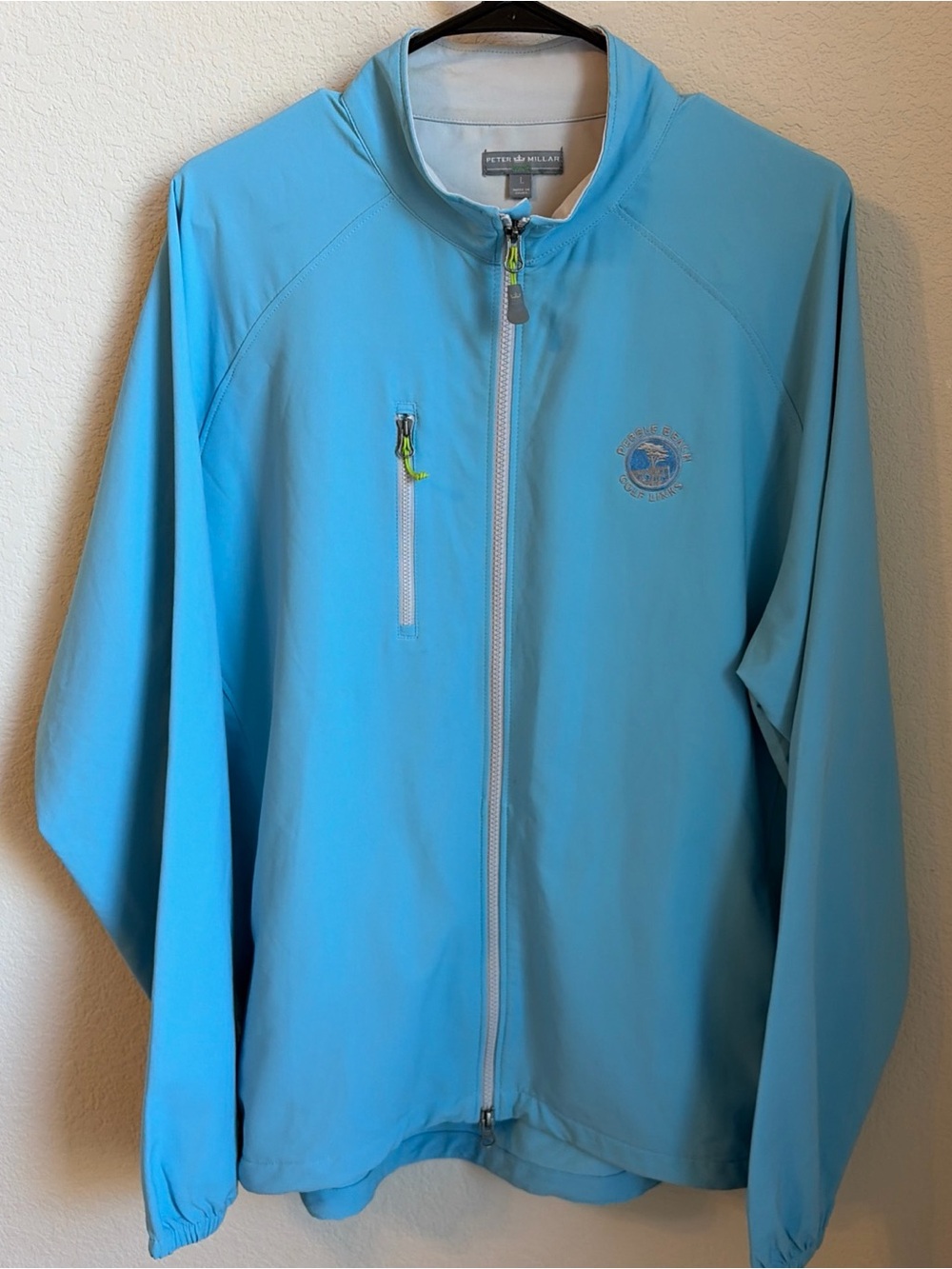 Peter Millar  L Crown Crafted Flex Adapt Wind Cheater Jacket Pebble Beach Logo